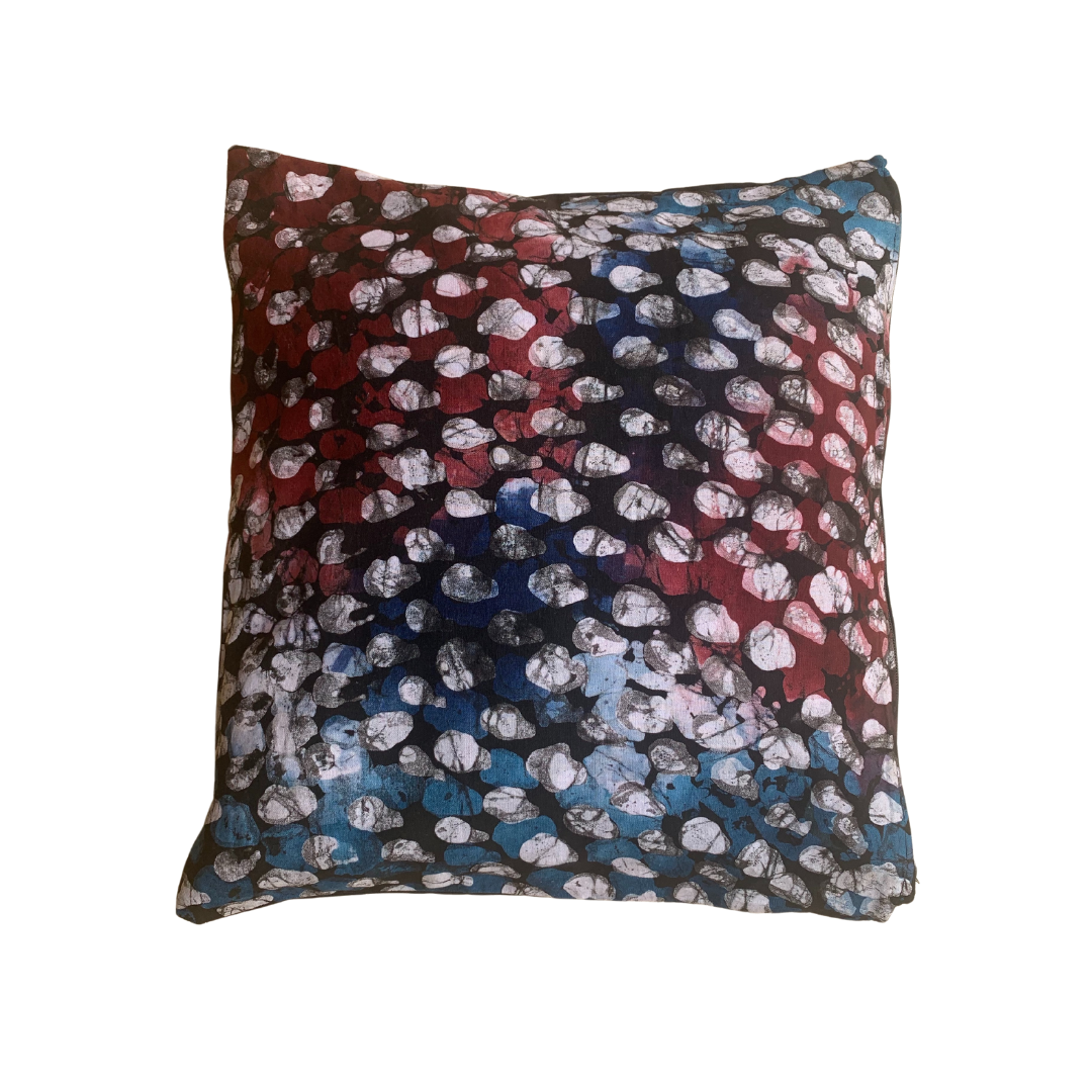 Blue Red White Dots Cushion