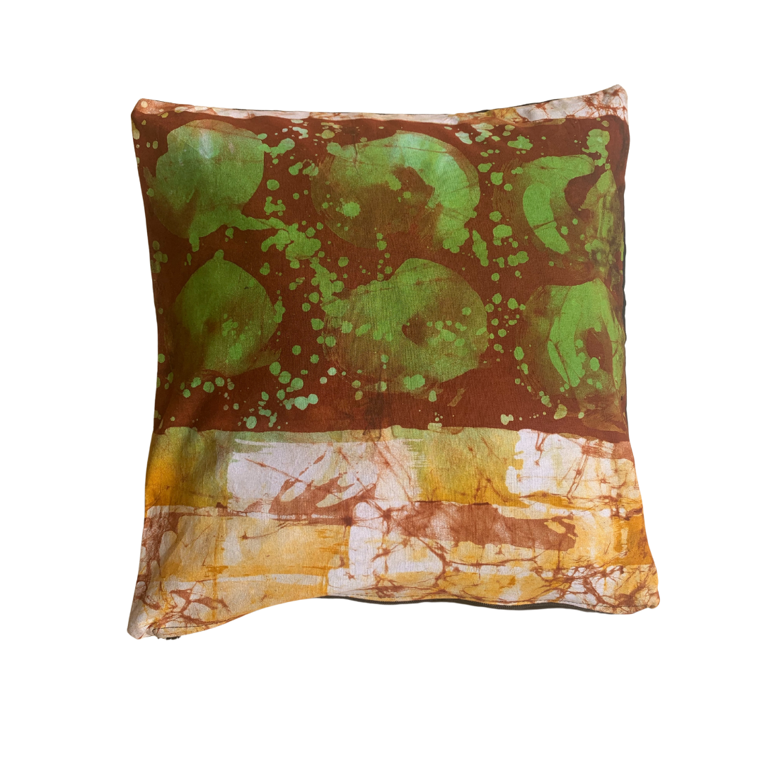 Green Yellow Brown Batik Cushion