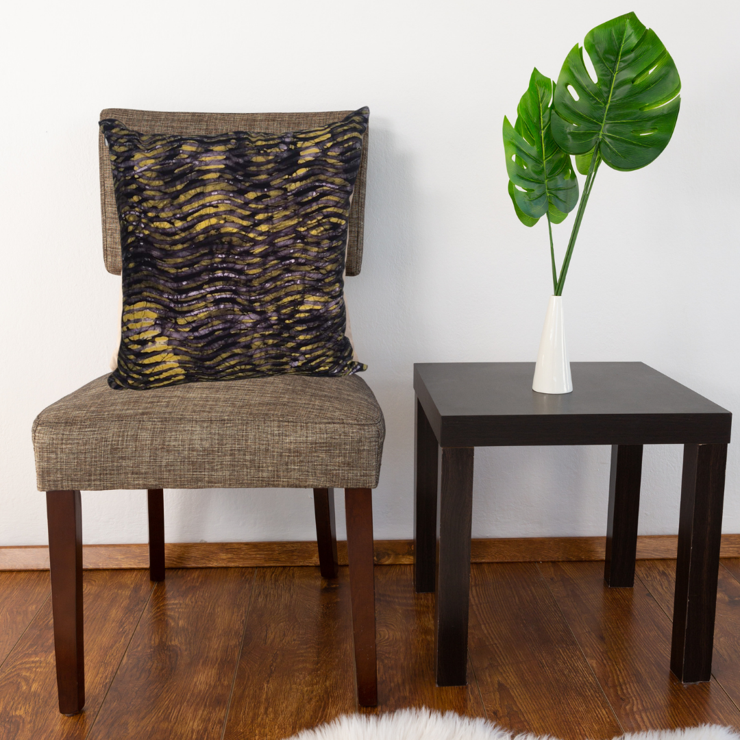 Yellow waves cushion