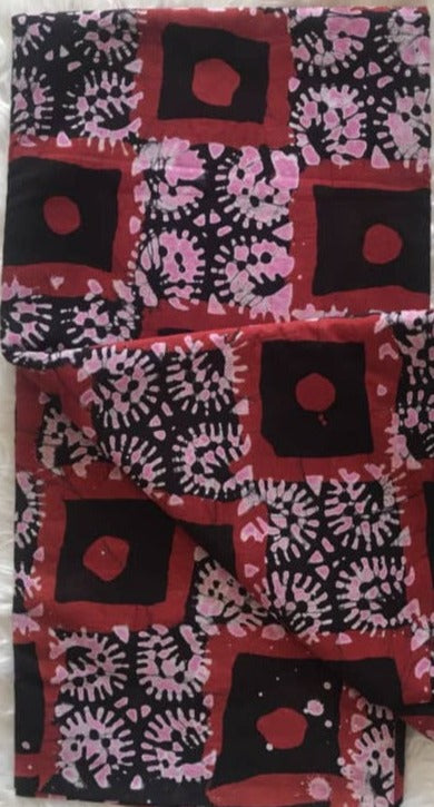 Red with black squares and Pink Prints