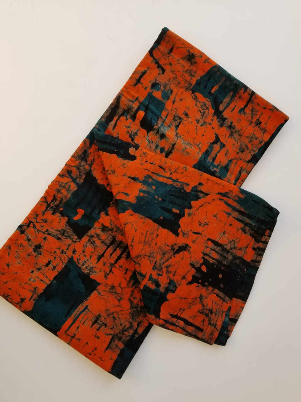 Orange and Green shades Batik Fabrics