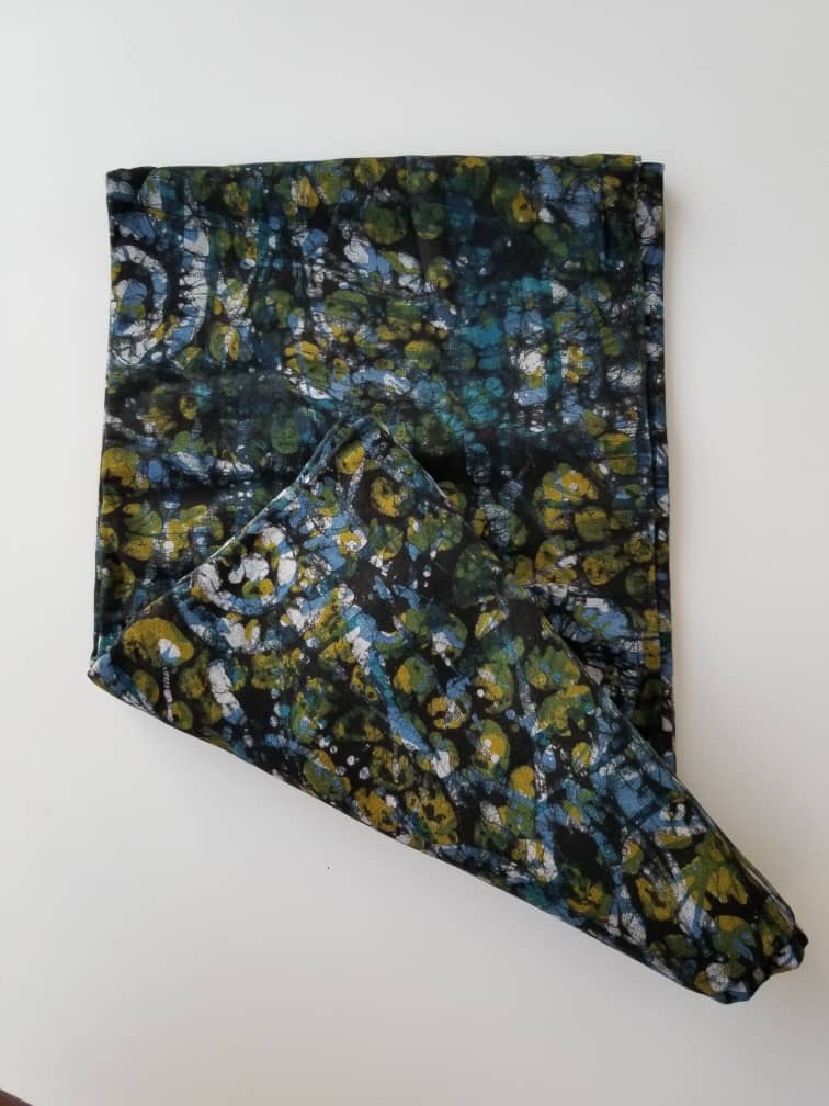 Green Flowers With Blue printed Batik Fabrics