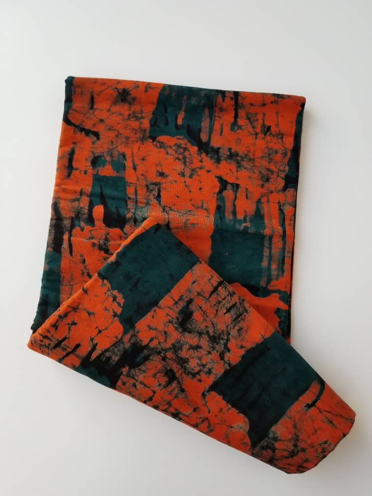 Orange and Green shades Batik Fabrics
