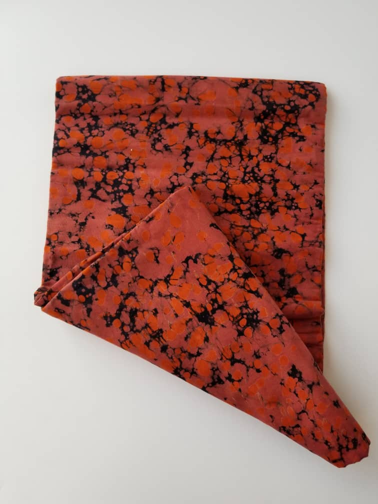 Orange and Black Printed Batik Fabric
