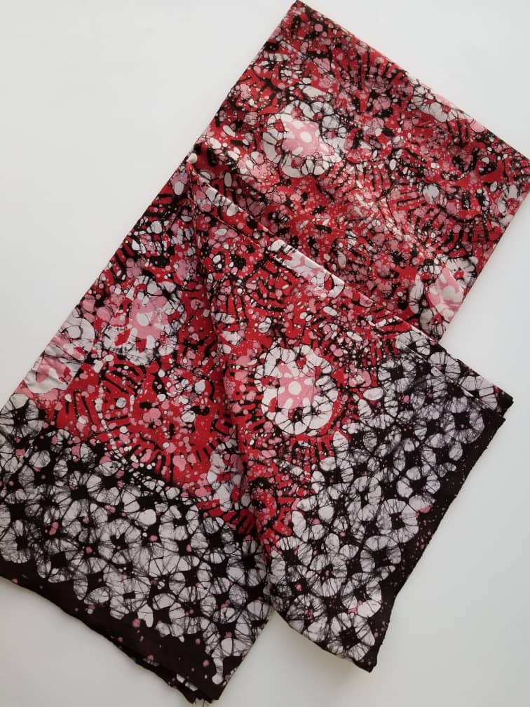 Pink Flowers with white and Black Patterns Fabric