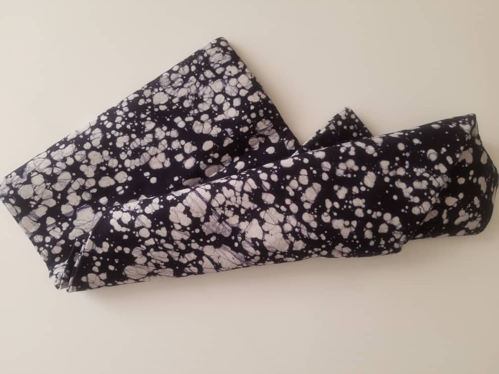 Navy Blue with printed white Dots Batik Fabric