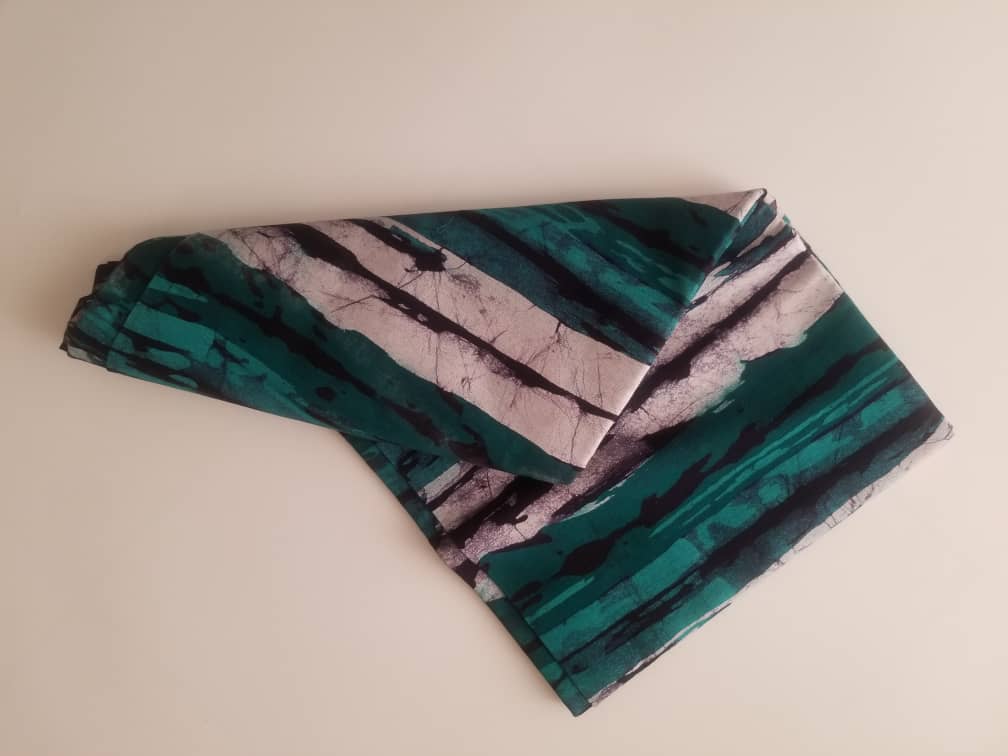 Green And White printed Batik Fabric