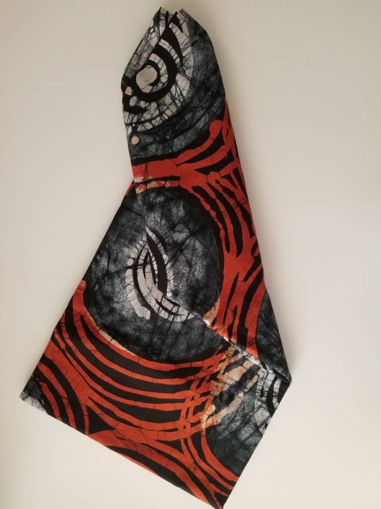 Grey And Orange Circled Batik Fabric