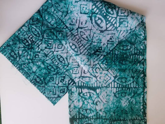 Green And White Batik Fabric