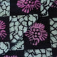 Black with pink flowers and squared blue prints