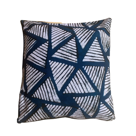 Blue White Triangles cushion
