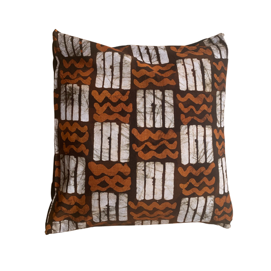 Brown zigzag White line cushion