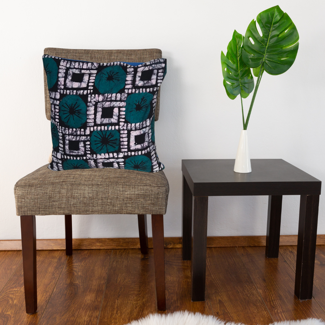 Teal Flower cushion