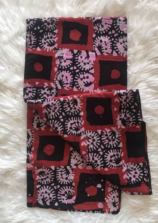 Red with black squares and Pink Prints