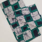Green, White and Black Squared Batik Fabric