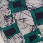 Green, White and Black Squared Batik Fabric