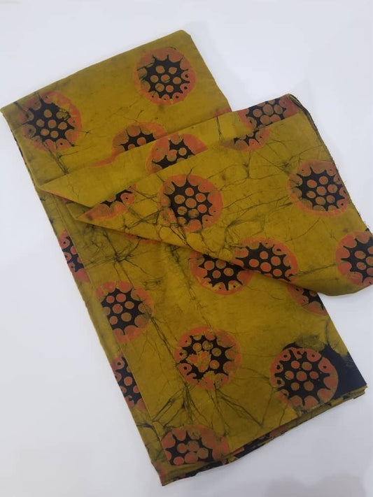 Mustard Yellow with Orange and black prints