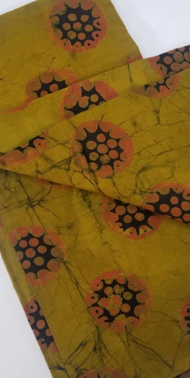 Mustard Yellow with Orange and black prints