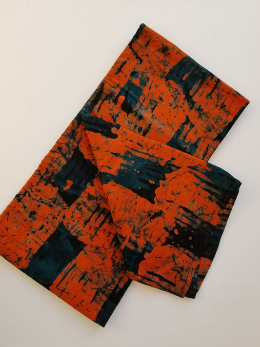 Orange and Green shades Batik Fabrics