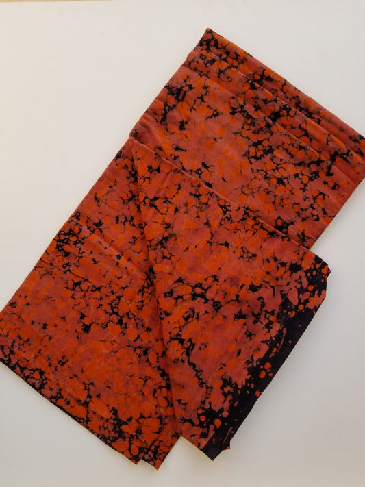 Orange and Black Printed Batik Fabric