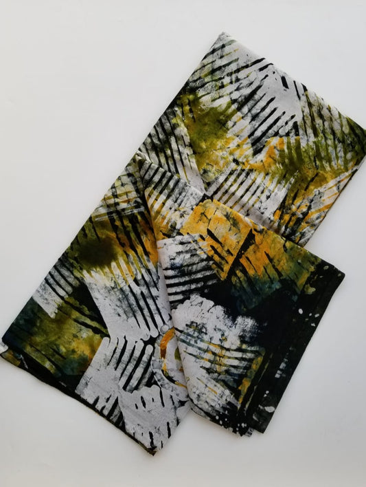 Green and Yellow Multicolored Batik fabric