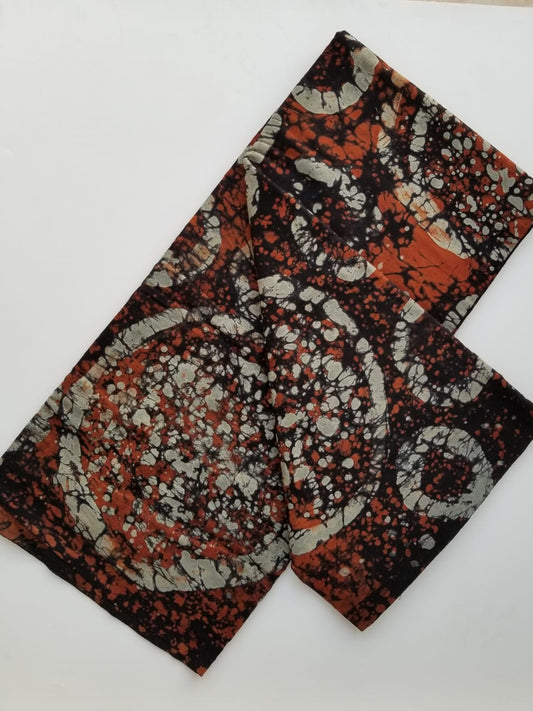 Brown with White  Circles Batik Fabric
