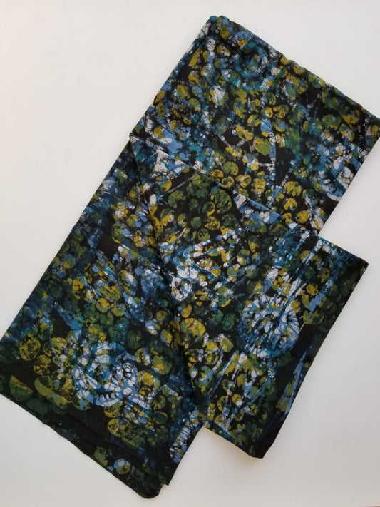Green Flowers With Blue printed Batik Fabrics