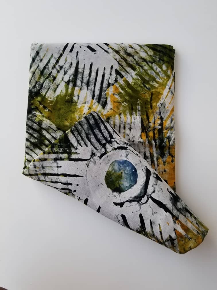Green and Yellow Multicolored Batik fabric