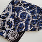 Blue  with white prints and Flowers printed Fabric