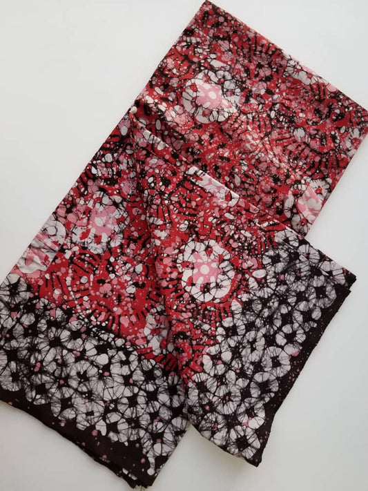 Pink Flowers with white and Black Patterns Fabric