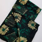 Green with Cream flowers Fabric