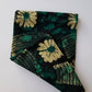 Green with Cream flowers Fabric