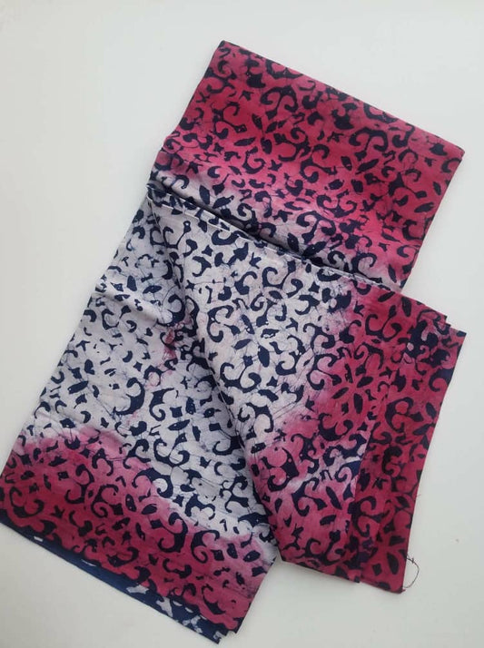Red and white Batik Fabric