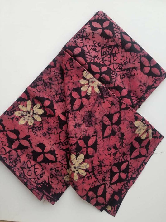 Pink with Black and cream flowers