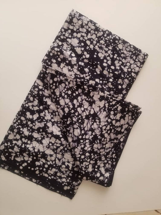 Navy Blue with printed white Dots Batik Fabric