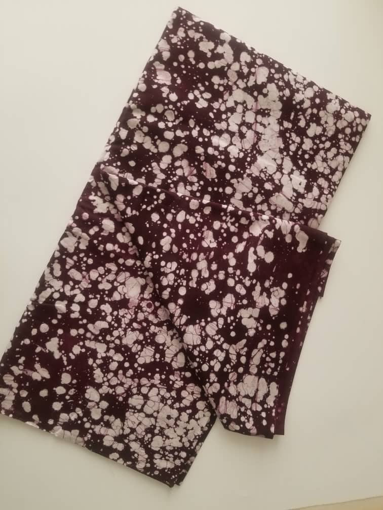 Maroon And White Printed Batik Fabric
