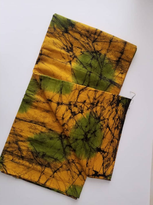 Yellow And Green Printed Batik Fabric