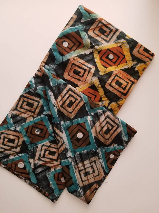 Squared Multi colored Batik Fabric