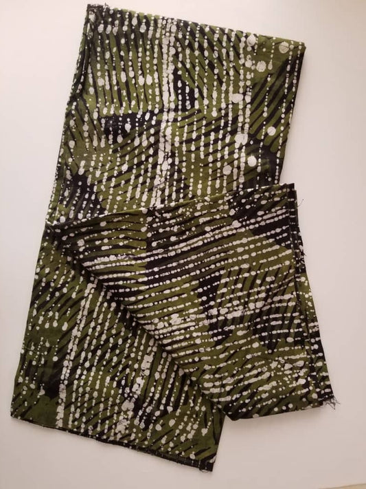 White Doted Green Batik Fabric