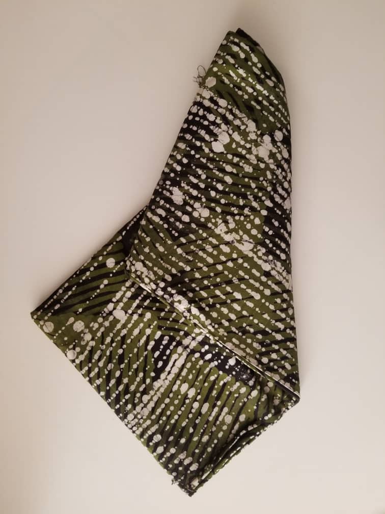 White Doted Green Batik Fabric